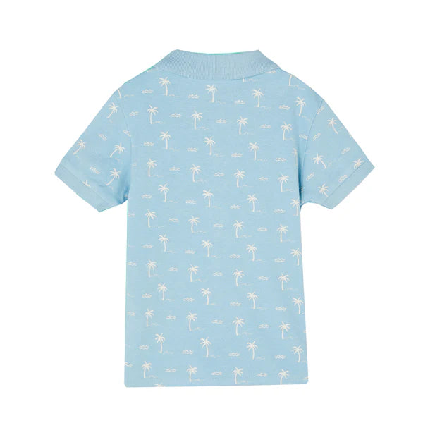 Sky Blue Tree Print | Boys |Polo T-Shirt|