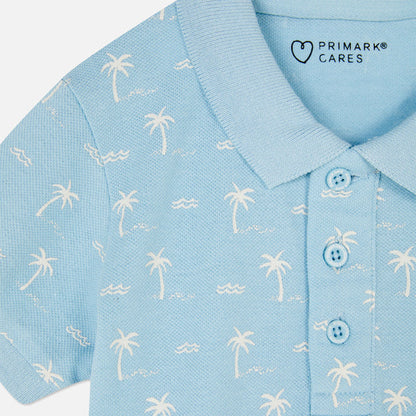 Sky Blue Tree Print | Boys |Polo T-Shirt|