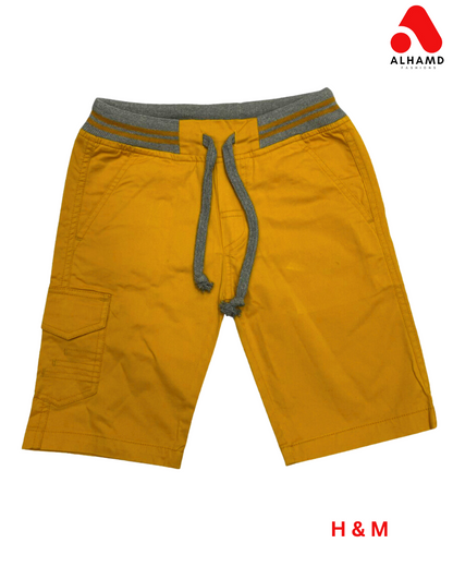 H&M | Self Printed Texture with Red Strips| Boys Shorts| Yellow