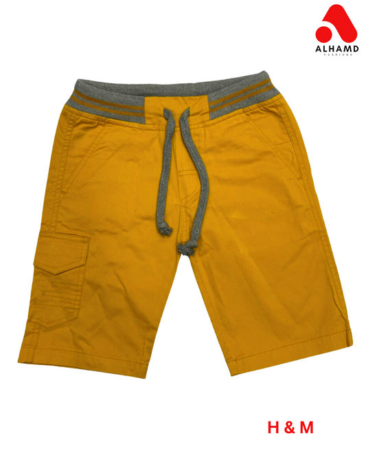 H&M | Self Printed Texture with Red Strips| Boys Shorts| Yellow