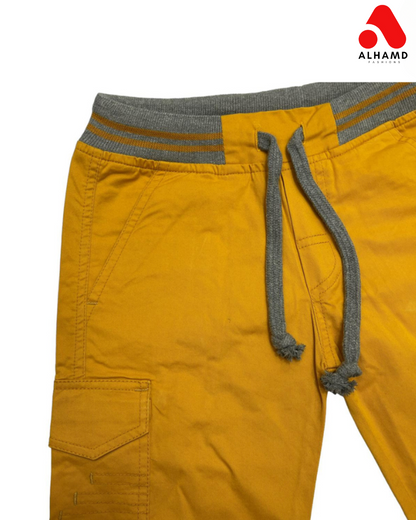 H&M | Self Printed Texture with Red Strips| Boys Shorts| Yellow