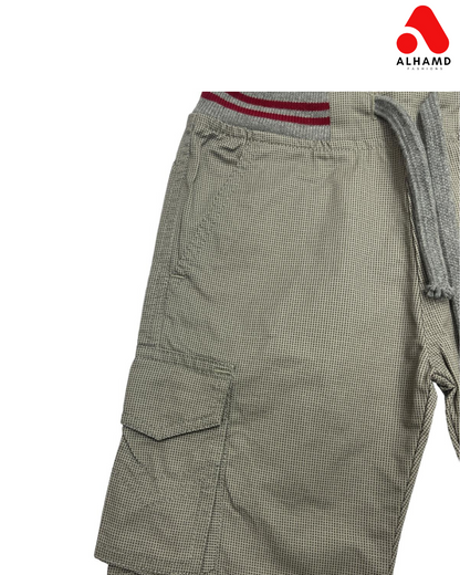 H&M | Self Printed Texture with Red Strips| Boys Shorts| Grey