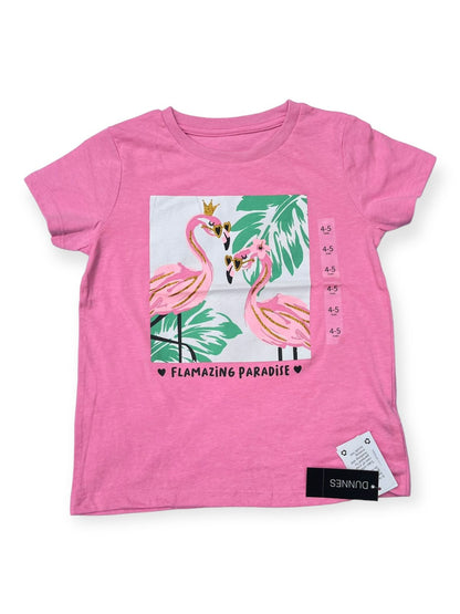 Pink T-Shirt Size| Round Neck Pullover- Flamingo |Girls